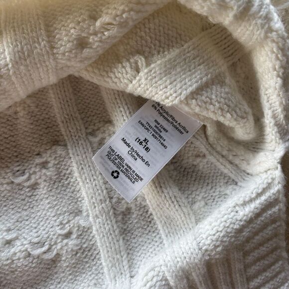Time & Tru pullover Crew Cream Cozy Chunky Cable Knit Sweater Size XL 16-18 - Picture 8 of 8